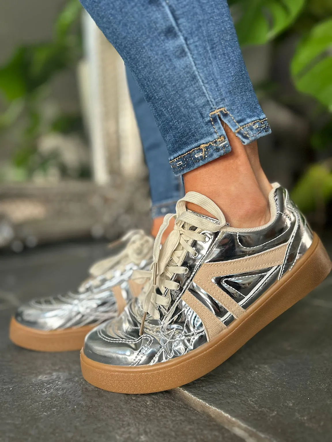 Silver Metallic Trainers