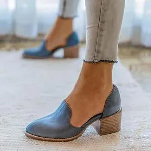 Simple Block Mid-heel Women's Pump Shoes