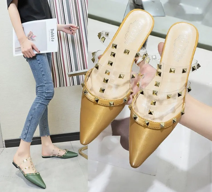 Simple Chic Studded Mules Shoes