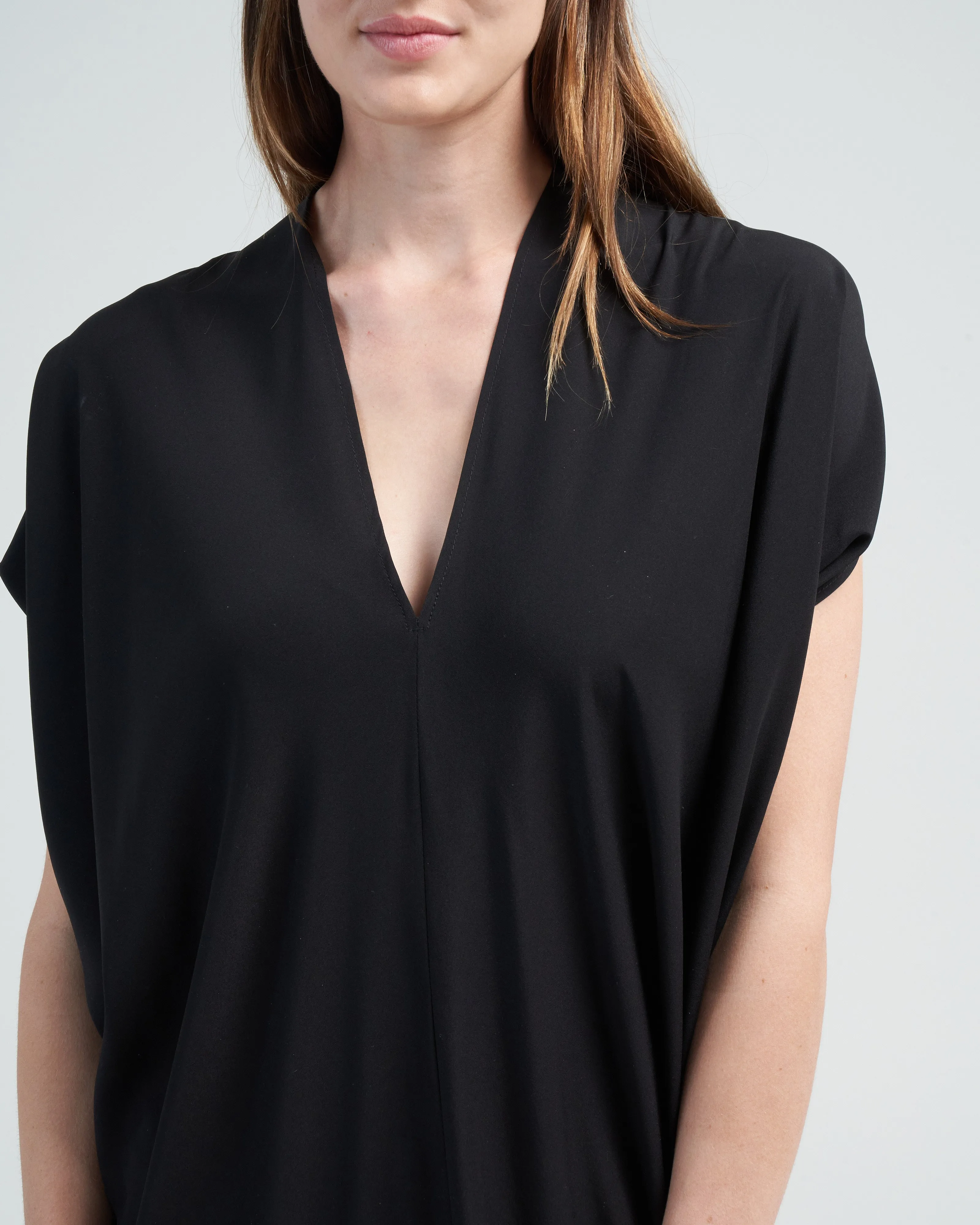 simple foil mini dress - black
