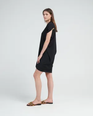 simple foil mini dress - black