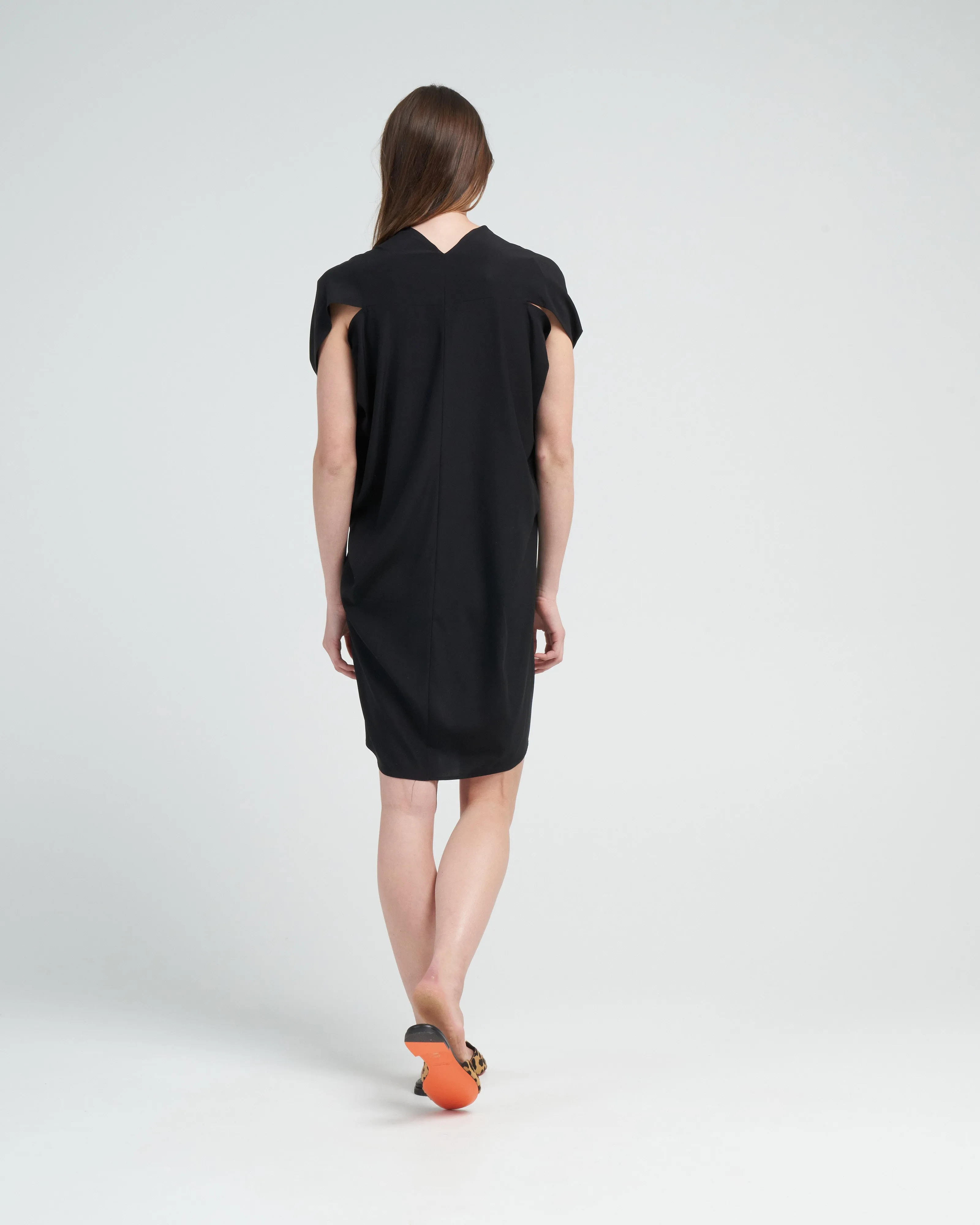 simple foil mini dress - black
