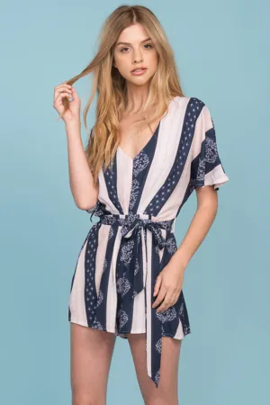 Truley Striped Romper Navy