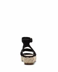 Vince Camuto Delindan Black Suede Wedge Ankle Strap Flatform Espadrille Sandals