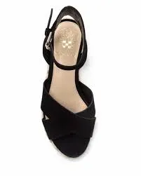 Vince Camuto Delindan Black Suede Wedge Ankle Strap Flatform Espadrille Sandals