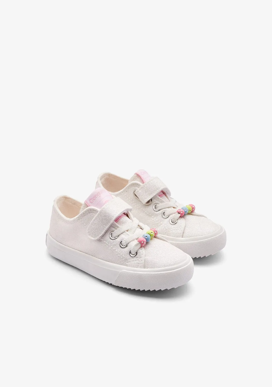 White / Pink Glitter Sneakers