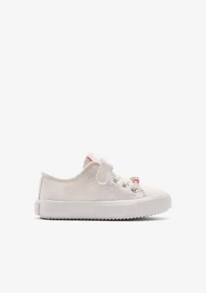 White / Pink Glitter Sneakers