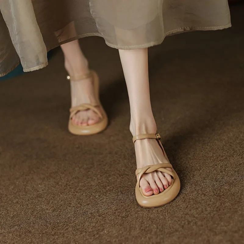 Wholesale PU Simple Cross Sandals
