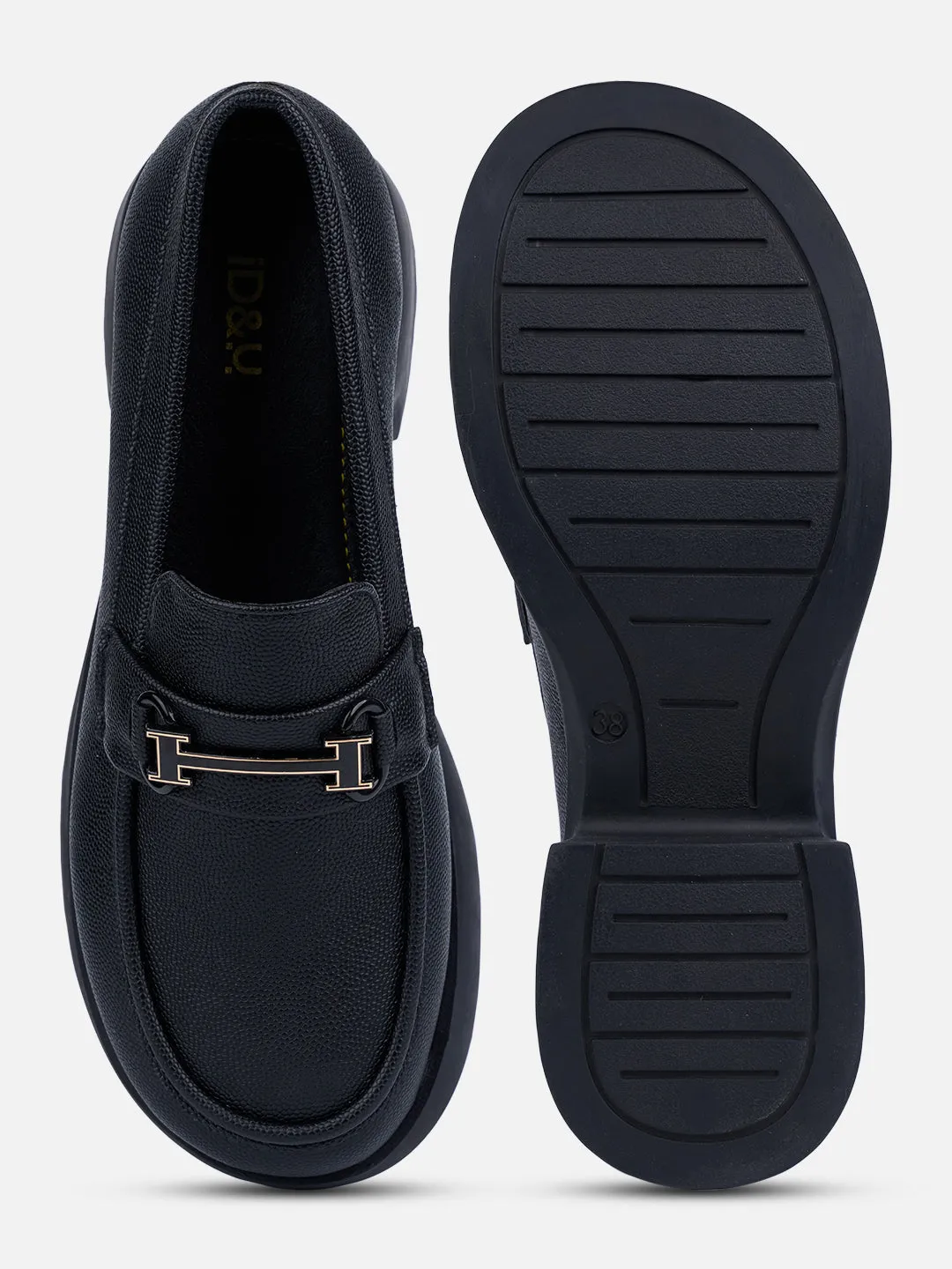 Women's Black Block Heel Slip On (IU2004)