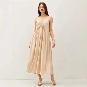Womens Maxi Dress  Flowy Fit  Lightweight Chiffon  V-Neck  Spaghetti Straps