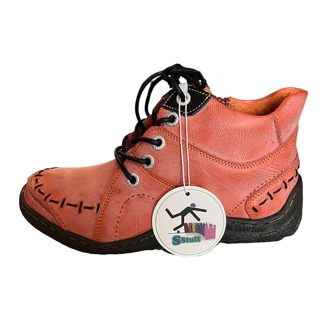 Women's Retro Hand-Stitched Washed Easy Access Hi -Top Zip Up Sneakers